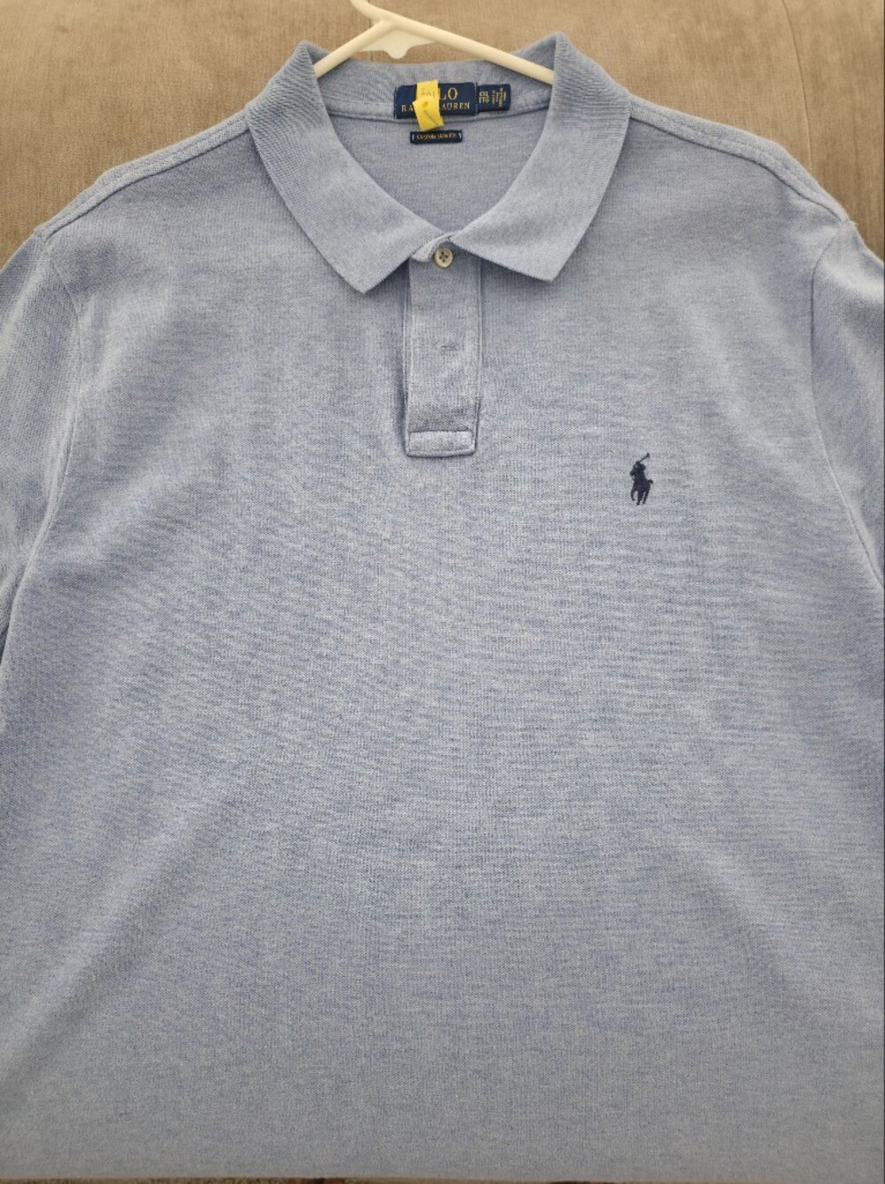 Polo by Ralph Lauren Men’s Pale Blue Cotton Polo with Embroidered Pony